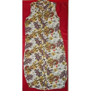Women's YMI Paisley Sleeveless Full Length Split Front Blouse Small